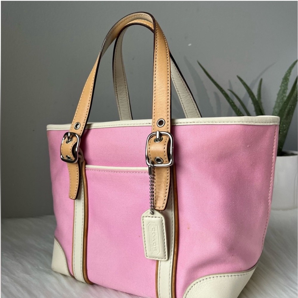 Coach M1J-7739 Hampton Pink Trimmed Satchel Bag